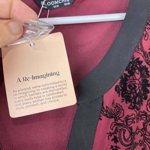 NWT Bloom Chic Womens Plus Sz 30/6X Dressy Button Front Long Sleeve Blouse Top - Picture 6 of 8